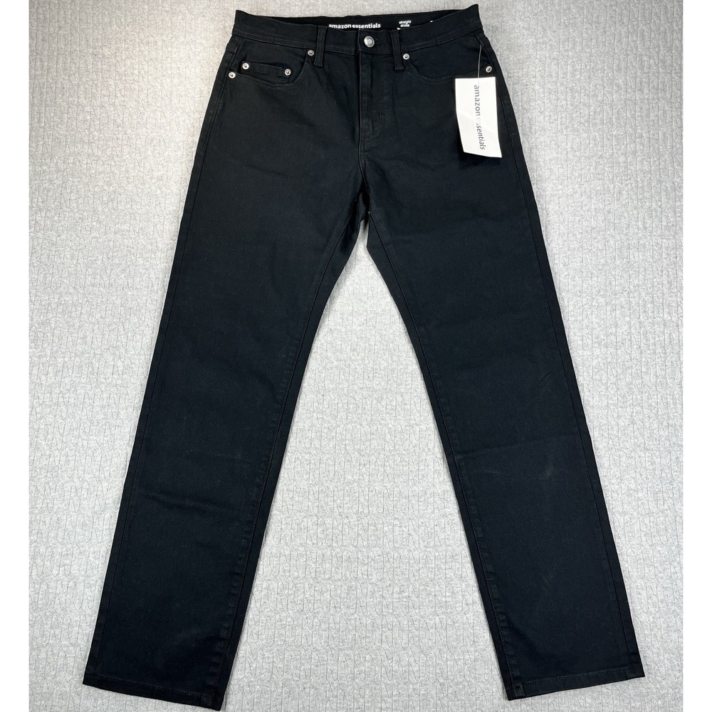 New Amazon Essentials Straight Fit Black Jeans 31W x 32L dark wash‎